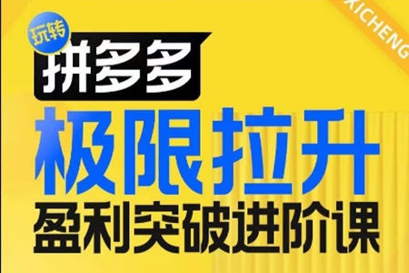 拼多多極限拉升盈利突破進階課，從算法到玩法，從玩法到團隊搭建，體系化系統性幫助商家實現利潤提升