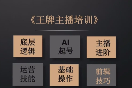 帶你起號運營型主播培訓課AI起號，底層邏輯/ai起號/運營晉級/主播進階/基礎操作/剪輯技巧