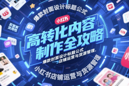 高轉化內容制作全攻略，爆款封面設計標題公式，小紅書店鋪運營與貨源管理