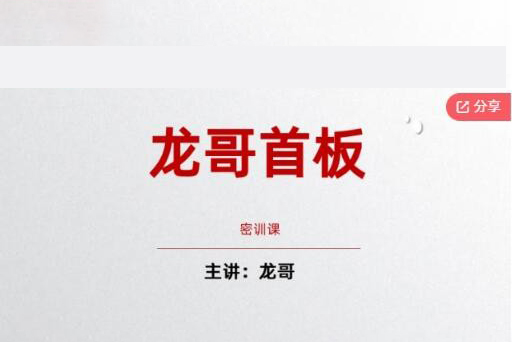 飛龍游資團龍哥首板密訓課（2024新版）
