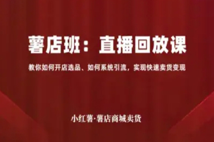 小紅薯薯店商城賣貨直播回放課，教你如何開店選品、如何系統(tǒng)引流，實現(xiàn)快速賣貨變現(xiàn)