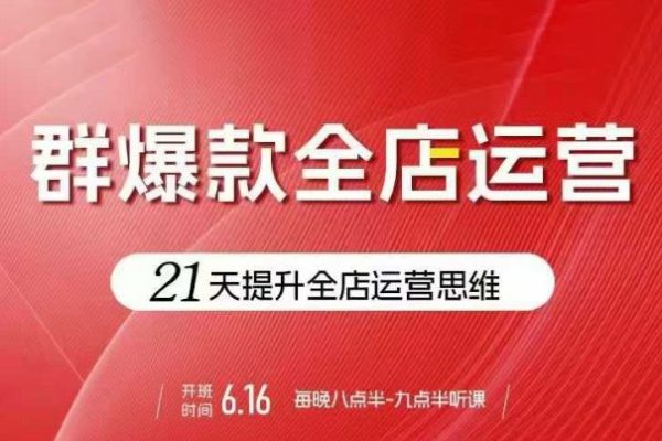 賈真電商群爆款全店運營，21天提升全店運營思維，起店、全店運營爆款不斷