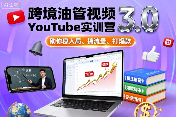 阿藺Leo·跨境油管視頻YouTube實訓營3.0，助你穩入局、搞流量、打爆款