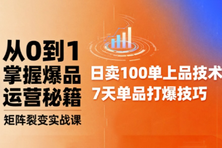 抖音小店爆品打造與矩陣裂變實戰課，從0到1掌握爆品運營秘籍